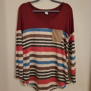 Women's Stripe Long Sleeved Sweater/Tee